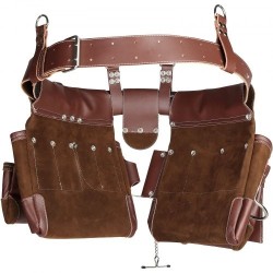 Työkaluvyö PU-materiaalinen 22 taskua irrotettavat taskut säädettävä vyötärönympärys 73–137 cm ruskea