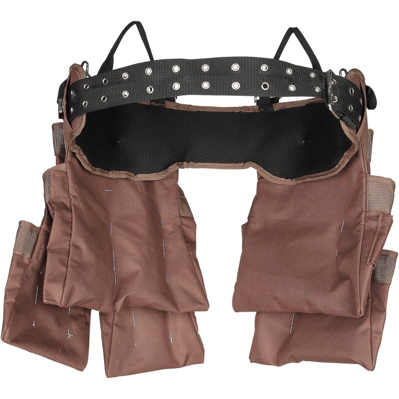 Työkaluvyö polyesterinen 19 taskua säädettävä vyötärö 81–137 cm pehmustettu ruskea