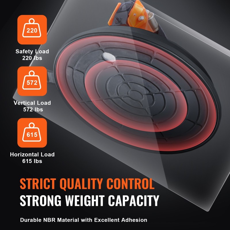 Imukuppi 203 mm nitrilikumi 279 kg kuorma muovikahvalla säilytyslaatikolla lasille
