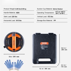 Imukupit NBR-materiaalia 203 mm 2 kpl 279 kg kokonaiskuorma lasin nostoon