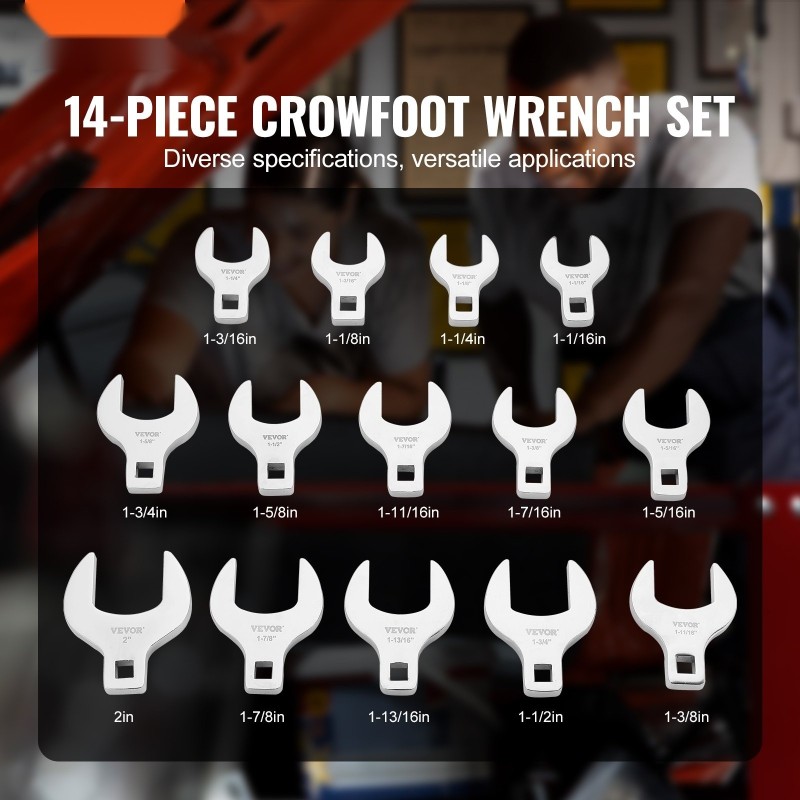 Avohylsyavainsarja 14 osaa teräs puolituuman neliökiinnitys SAE-mitat