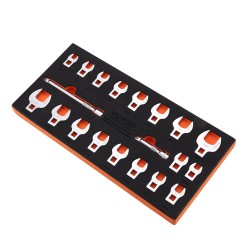 Lukkopääavainsarja 3/8 vetokanta 20-osainen lujateräs metriset 10–22 mm tuumakoot 3/8–7/8 EVA-alusta