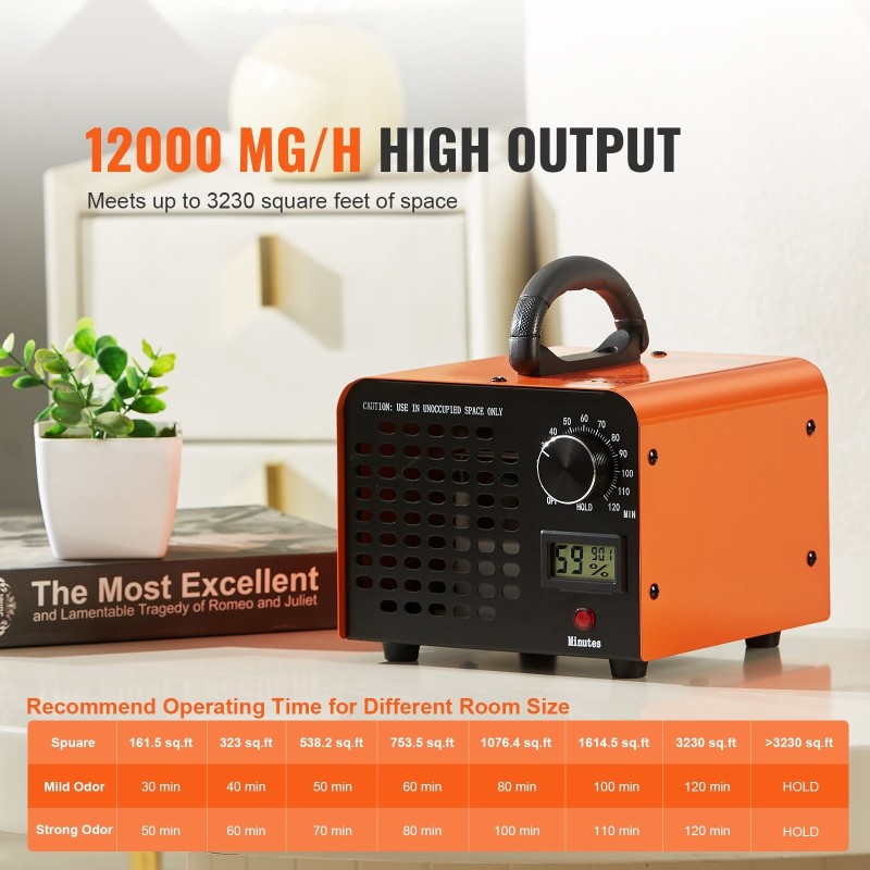 Otsonigeneraattori 12000 mg/h ajastin 0–120 min pestävä suodatin