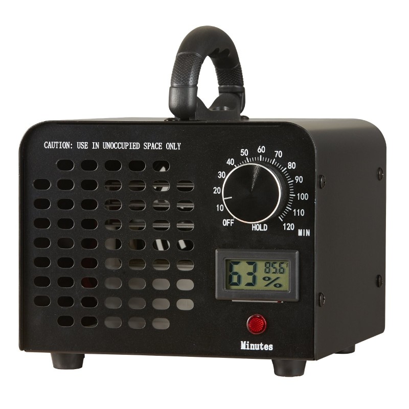 Otsonigeneraattori 24000 mg/h 0–120 min ajastimella kosteusnäytöllä irrotettavalla pestävällä suodatinverkolla