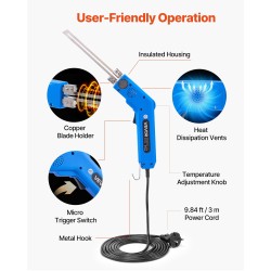 Kuumaveitsi vaahtoleikkuri säädettävä lämpötila 50–500 °C 150 ja 200 mm terät