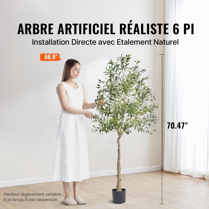 Teko-oliivipuu 1,8 m korkea PE-materiaali kaatumissuoja ruukullinen