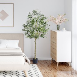 Teko-oliivipuu 1,8 m korkea PE-materiaali kaatumissuoja ruukullinen