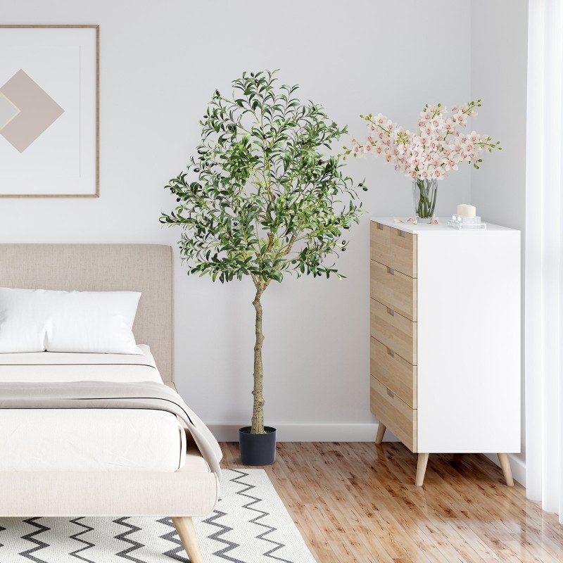 Teko-oliivipuu 1,8 m korkea PE-materiaali kaatumissuoja ruukullinen