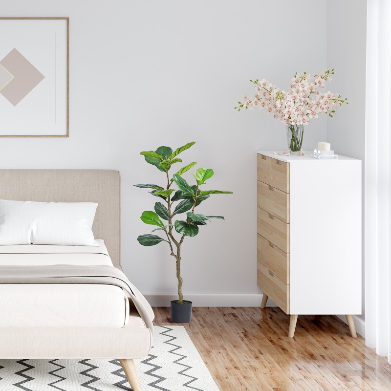 Keinotekoinen viikunaviikuna PE-muovinen noin 120 cm ruukussa sisä- ja ulkokäyttöön