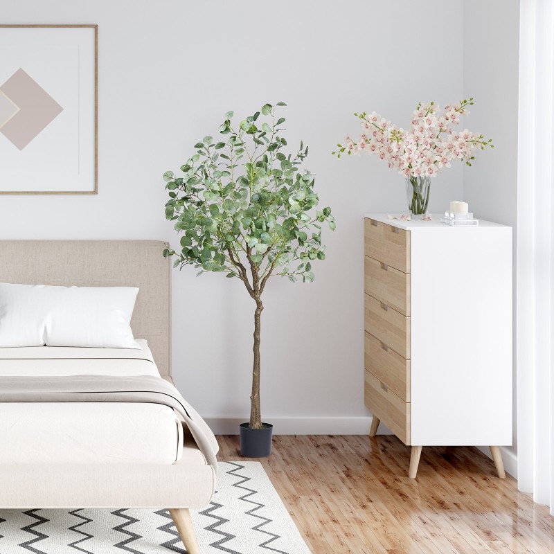 Tekoeukalyptus puu 1,8 metriä PE-materiaalia vakaa kaatumissuoja sisä ja ulkokäyttöön