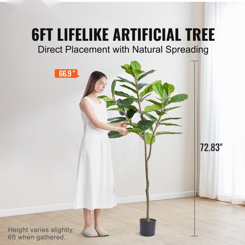 Keinotekoinen viikunapuu 185 cm PE-muovi ruukulla kaatumissuoja