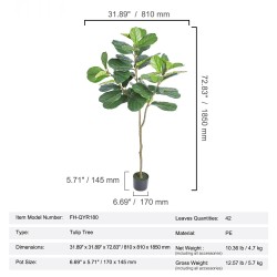 Keinotekoinen viikunapuu 185 cm PE-muovi ruukulla kaatumissuoja