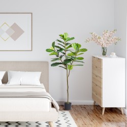 Keinotekoinen viikunapuu 185 cm PE-muovi ruukulla kaatumissuoja