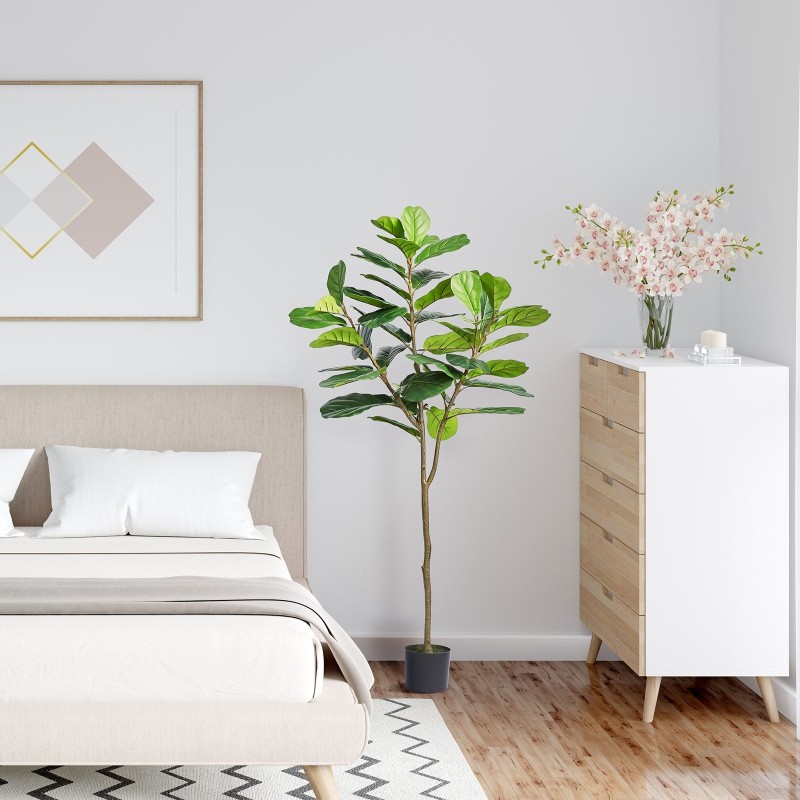 Keinotekoinen viikunapuu 185 cm PE-muovi ruukulla kaatumissuoja