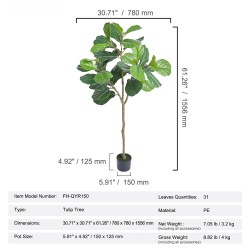Tekoviulukumipuu PE-materiaali noin 1556 mm korkeus vakaa kaatumissuoja