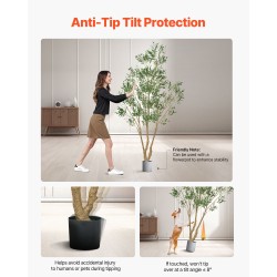 Tekooliivipuu 240 cm luonnonpuinen runko silkkilehdet musta ruukku sisäkäyttöön