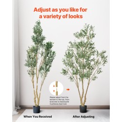 Tekooliivipuu 240 cm luonnonpuinen runko silkkilehdet musta ruukku sisäkäyttöön