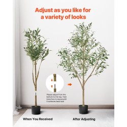 Keinotekoinen oliivipuu noin 150 senttimetriä polyeteenistä ja silkkikankaasta mustassa ruukussa sisätiloihin