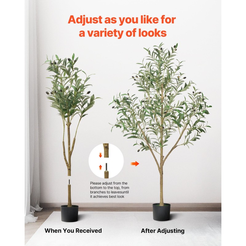 Keinotekoinen oliivipuu noin 150 senttimetriä polyeteenistä ja silkkikankaasta mustassa ruukussa sisätiloihin