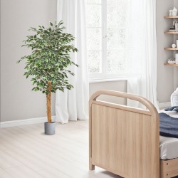 Tekofiikus 150 cm luonnonpuurunko silkkilehdet musta ruukku sisäkäyttöön