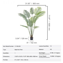 Tekopalmupuu PE-materiaali noin 1,8 m korkea sisä- ja ulkokäyttöön vakaa kaatumissuoja