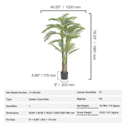 Tekokasvi kultaruokopalmu PE-materiaalia noin 2 m korkea kallistussuojalla sisäkäyttöön