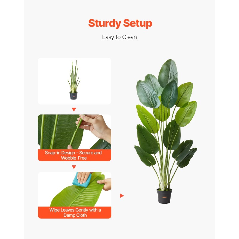 Tekokasvi paratiisilintu 1829 mm korkea 13 runkoa muovilehdet valkoinen ruukku