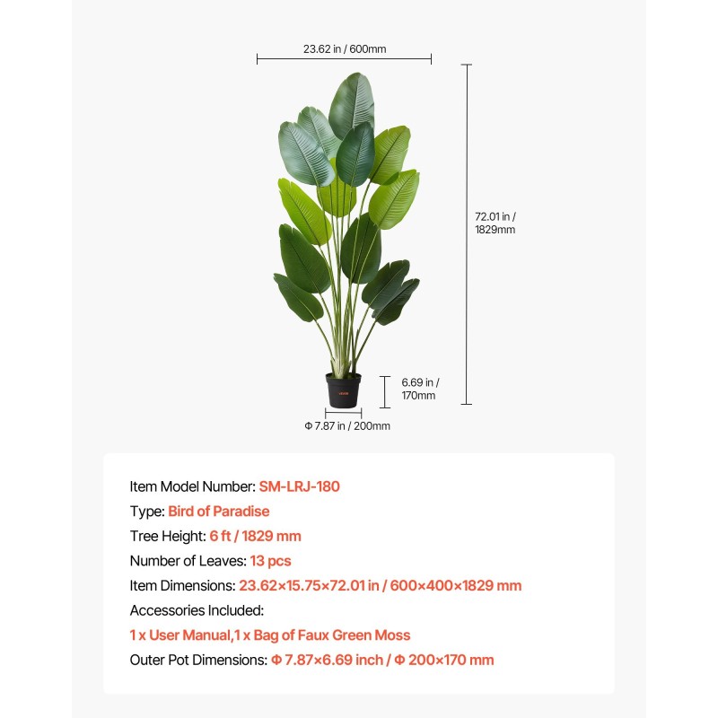 Tekokasvi paratiisilintu 1829 mm korkea 13 runkoa muovilehdet valkoinen ruukku
