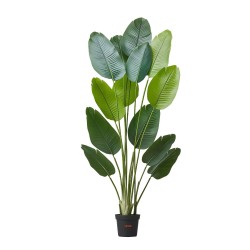 Tekokasvi paratiisilintu 1829 mm korkea 13 runkoa muovilehdet valkoinen ruukku