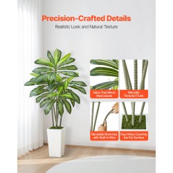 Tekodracaena 1524 mm korkea PE-lehdillä valkoinen ruukku 1 kpl sisäkäyttöön