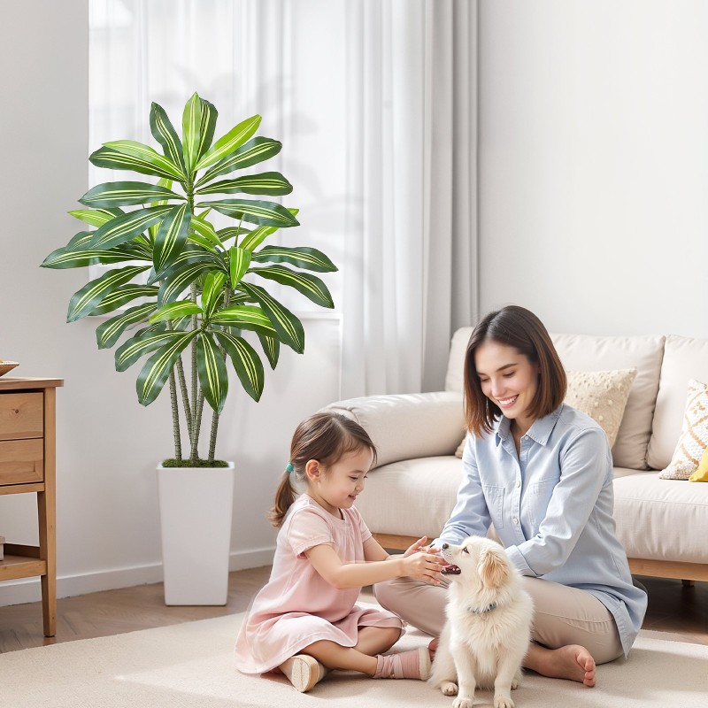 Tekodracaena 1524 mm korkea PE-lehdillä valkoinen ruukku 1 kpl sisäkäyttöön