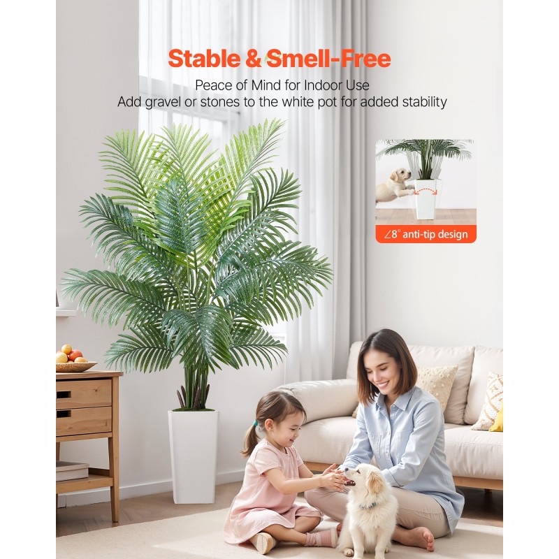 Tekopalmu muovilehdet 1829 mm valkoinen korkea ruukku sisä ja ulkokäyttöön