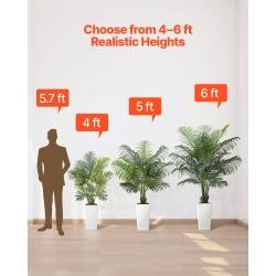 Tekopalmu muovilehdet 1829 mm valkoinen korkea ruukku sisä ja ulkokäyttöön