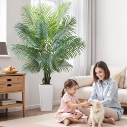 Tekopalmu muovilehdet 1829 mm valkoinen korkea ruukku sisä ja ulkokäyttöön