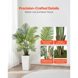 Tekokasvi arekapalmu muovilehdillä 1219 millimetriä korkea kaksi kappaletta valkoisissa ruukuissa