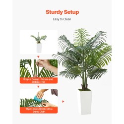 Keinotekoinen arekapalmu polyeteenilehdillä 1524 millimetriä valkoinen korkea ruukku sisä- ja katetuille ulkotiloille