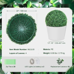 Tekopuksipuut pallomuotoiset 50,8 cm 2 kpl PE-muovi sisä ja ulkokäyttöön