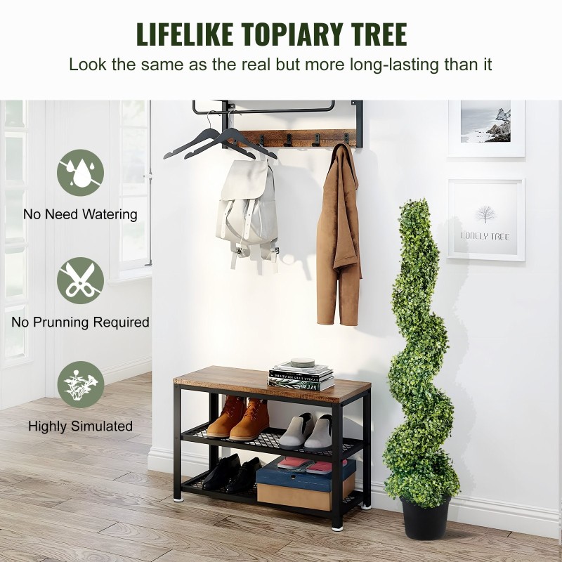 Tekokartio-buxuspensaat 121,9 cm PE ja rauta 2 kpl ulko- ja sisäkäyttö