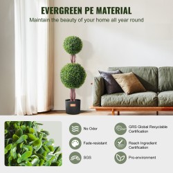 Keinotekoinen puksipuu muovinen 91 cm 2 kpl kaksipalloiset ruukuissa sisä ja ulkokäyttöön