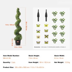 Tekopuksipuu spiraalimuotoinen polyeteeni 152 cm 2 kpl ruukulla sisä ja ulkokäyttöön