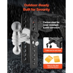 Säädettävä hiiliteräksinen kuulavetokoukku 2 tuuman vastaanottimeen 203 mm pudotus 9750 kg vetokyky