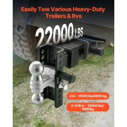 Säädettävä hiiliteräs kuulavetolaite 63,5mm vastaanottimeen 152mm pudotus 50mm ja 58,7mm kuulat