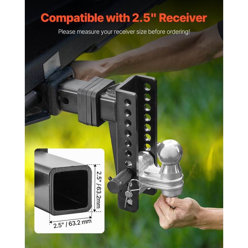 Perävaunun kuulavetokannatin hiiliteräs 63,5 mm vetolaitteelle kuulat 50 mm ja 58,7 mm