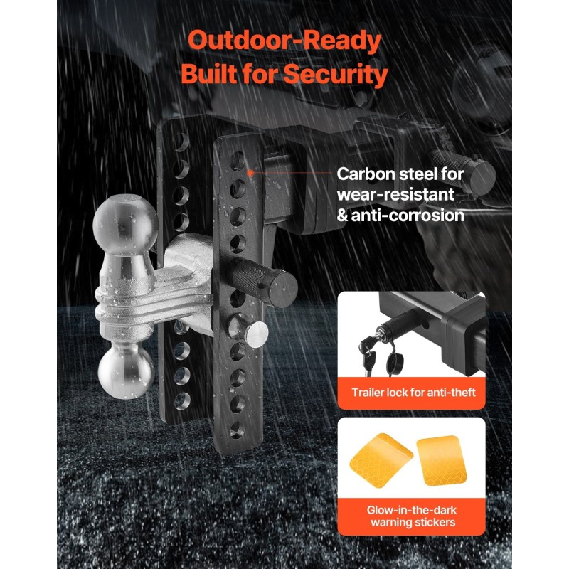 Perävaunun kuulavetokannatin hiiliteräs 63,5 mm vetolaitteelle kuulat 50 mm ja 58,7 mm