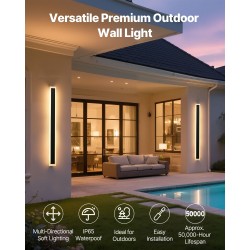 Ulkoseinävalaisimet 2 kpl 1200 mm IP65-vesitiivis säädettävä värilämpötila himmennettävä kaukosäätimellä