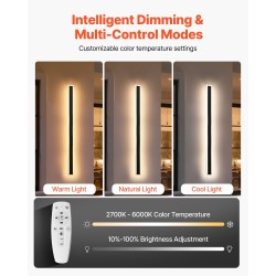 Ulkoseinävalaisimet 2 kpl 1200 mm IP65-vesitiivis säädettävä värilämpötila himmennettävä kaukosäätimellä