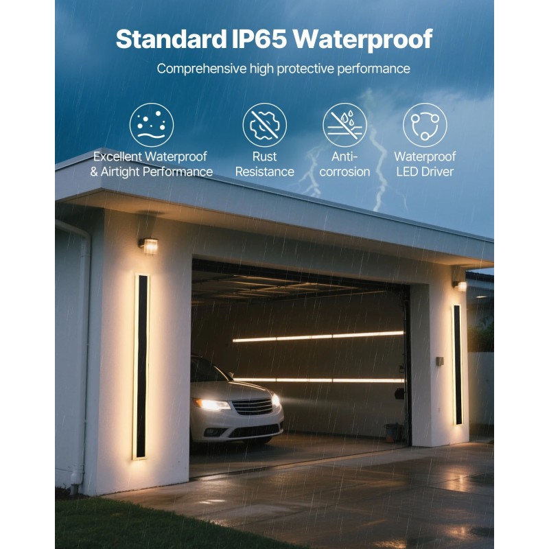 Ulkoseinävalaisin 1200 mm metallirunko akryylivarjostin 2 kpl IP65 3000K lämmin valo