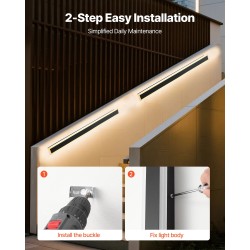 Ulkoseinävalaisin metallirunko 1000 mm 2 kpl LED-nauhat 3000K IP65