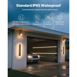 Ulkoseinävalaisin 600 mm metallirunkoinen akryylivarjostin 3000K IP65 LED ulkokäyttöön