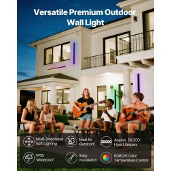 Ulkoseinävalaisin 2 kpl 1000 mm ruostumaton IP65 RGB säädettävä 2700–6000K himmennettävä kaukosäätimellä